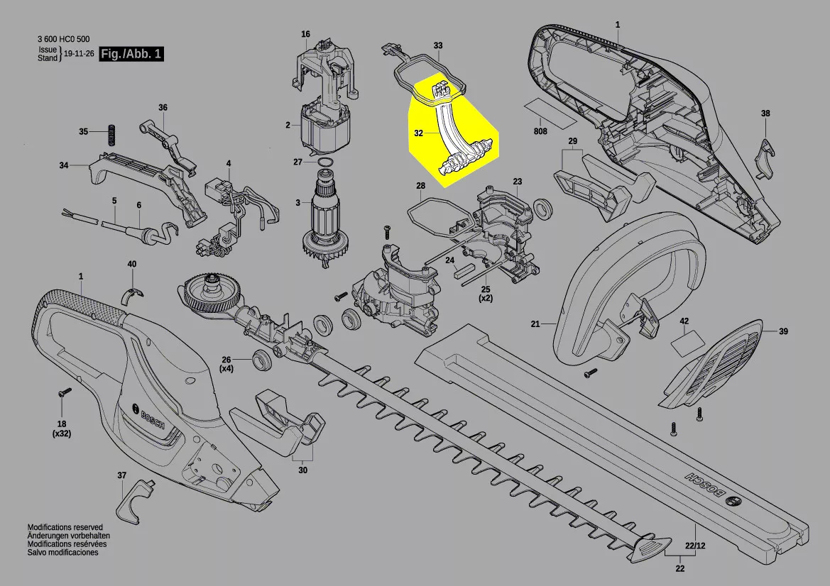 arbre embrayage réf. 1 600 A01 338 taille-haie Bosch